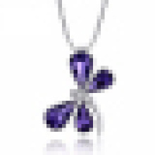 Austrian Amethyst Crystal Butterfly Pendant Guarantee Solid 925 Sterling Silver for Women Pendant Necklace Fine Jewelry